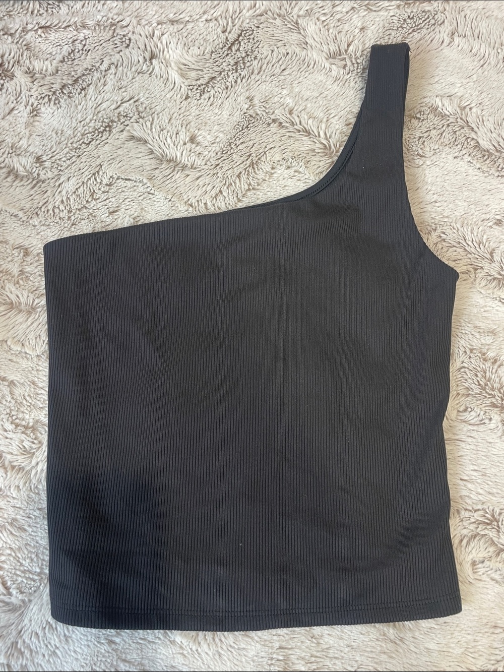 Express One-Shoulder Black Ribbed Tank size small